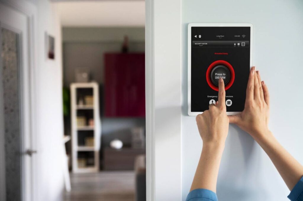 Person interacting with smart home device